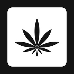 Marijuana leaf icon in simple style on a white background