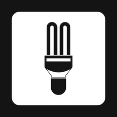 Fluorescent saving light bulb icon in simple style on a white background