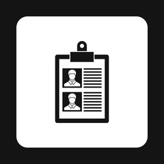 Resume of two candidates icon in simple style on a white background
