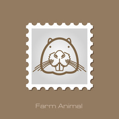 Otter beaver outline stamp. Animal head vector