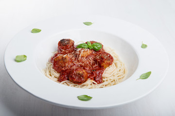 Pasta with meatballs and tomato sauce