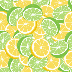 Lemon and lime lemonade green seamless vector pattern.