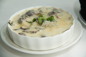 bake with cheese and cream sauce with mushroom