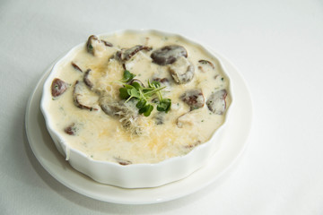 bake with cheese and cream sauce with mushroom