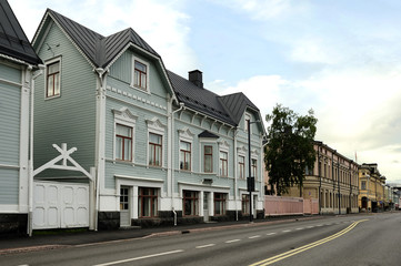 Fototapeta na wymiar A house on Rantakatu street, Oulu, Finland