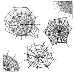 Obraz premium Different Spider Web Set. Vector
