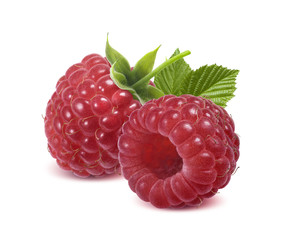 Double raspberry isolated on white background