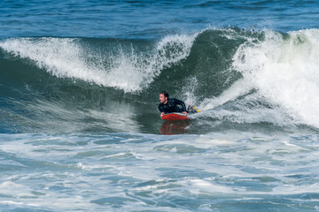 Bodyboarder in action