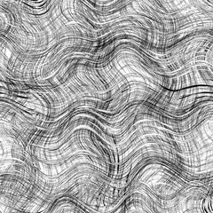 Seamless pattern with intersecting curves in black and white des