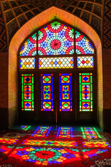 Fototapeta na wymiar Nasir ol Molk Mosque, or the Pink Mosque, Shiraz, Iran