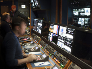 Television Broadcast Gallery. .button on the control panel television equipment