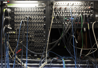 Television Broadcast Gallery. .button on the control panel television equipment