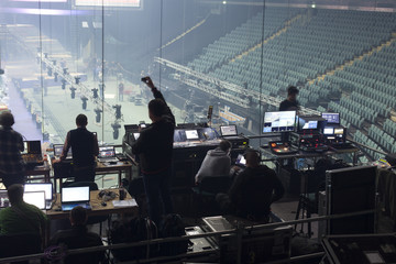 Television Broadcast Gallery. .button on the control panel television equipment