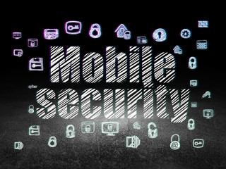 Security concept: Mobile Security in grunge dark room