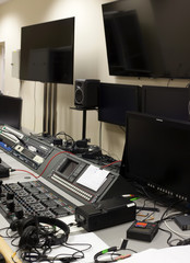 Television Broadcast Gallery. .button on the control panel television equipment
