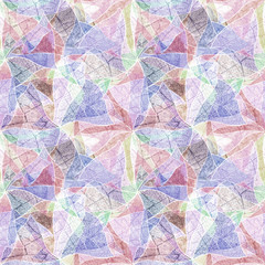 Seamless grunge background, mosaic, kaleidoscopic brightly multicolored pattern, stained glass.