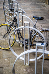 Fototapeta na wymiar Bicycle parking in the downtown of Toulouse France