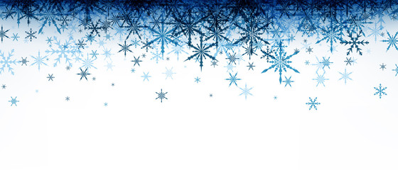 Winter banner with blue snowflakes.