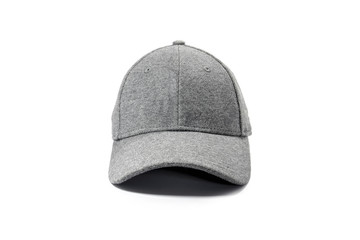 Closeup of the fashion gray cap isolated on white background.