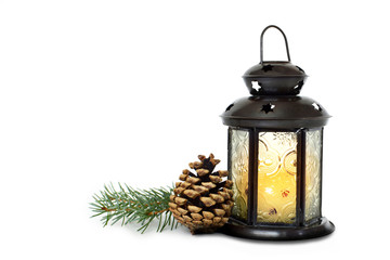 Christmas lantern isolated on white background with copy space © izzzy71