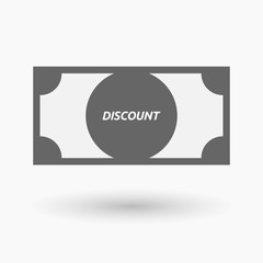 Isolated bank note icon with    the text DISCOUNT