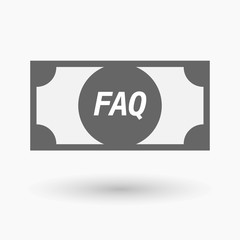 Isolated bank note icon with    the text FAQ