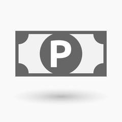 Isolated bank note icon with    the letter P