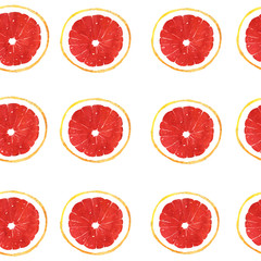 watercolor grapefruit pattern, vector illustration