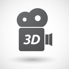 Isolated film camera icon with    the text 3D