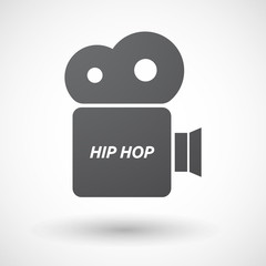 Isolated film camera icon with    the text HIP HOP