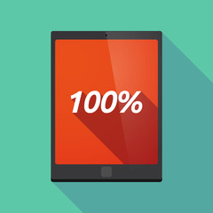 Long shadow tablet PC with    the text 100%