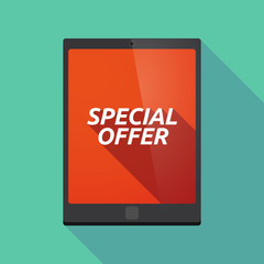 Long shadow tablet PC with    the text SPECIAL OFFER