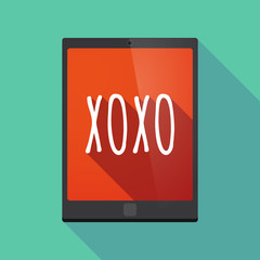 Long shadow tablet PC with    the text XOXO