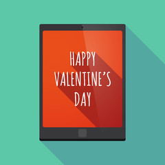 Long shadow tablet PC with    the text HAPPY VALENTINES DAY