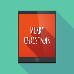 Long shadow tablet PC with    the text MERRY CHRISTMAS