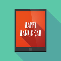 Long shadow tablet PC with    the text HAPPY HANUKKAH