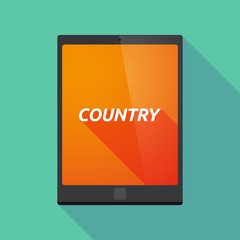 Long shadow tablet PC with    the text COUNTRY