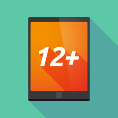 Long shadow tablet PC with    the text 12+