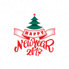 Fototapeta na wymiar Happy new year 2017 hand-lettering text . Handmade vector calligraphy for your design