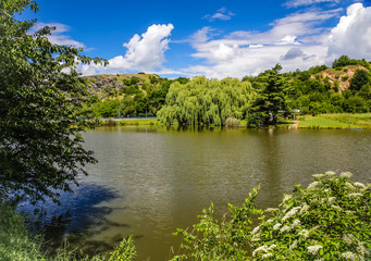 Fototapeta premium Lake Dzban In Wild Sarka - Prague, Czech Republic