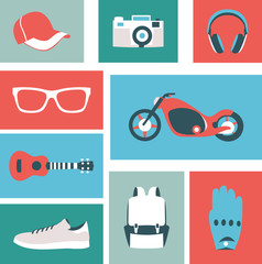 Vector illustration set of fashion accessories and style men clothing