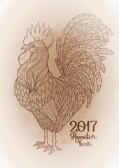 Fototapeta na wymiar Graphic decorative rooster