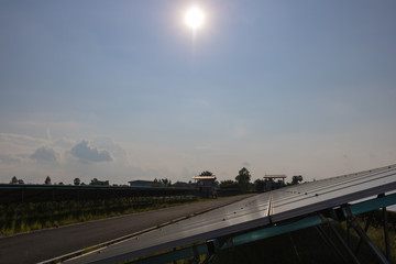 Fototapeta premium solar collector energy plant outside against sky