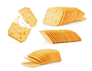 the set of square crackers with shadow isolated on white backgro