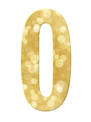 GOLD BOKEH LIGHTS NUMBER ICON 0 (zero)
