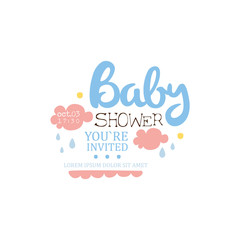 Baby Shower Invitation Design Template With Clouds