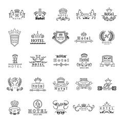 Hotel Logo Set - Isolated On White Background - Vector Illustration, Graphic Design. For Web,Websites,App, Print,Presentation Templates,Mobile Applications And Promotional Materials