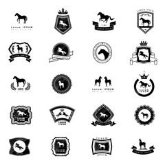 Horse Icons Set - Isolated On White Background - Vector Illustration, Graphic Design. For Web,Websites,App, Print,Presentation Templates,Mobile Applications And Promotional Materials