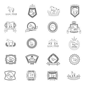Horse Icons Set - Isolated On White Background - Vector Illustration, Graphic Design. For Web,Websites,App, Print,Presentation Templates,Mobile Applications And Promotional Materials