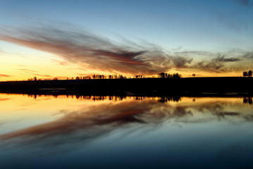 lake sunrise sky clouds reflection